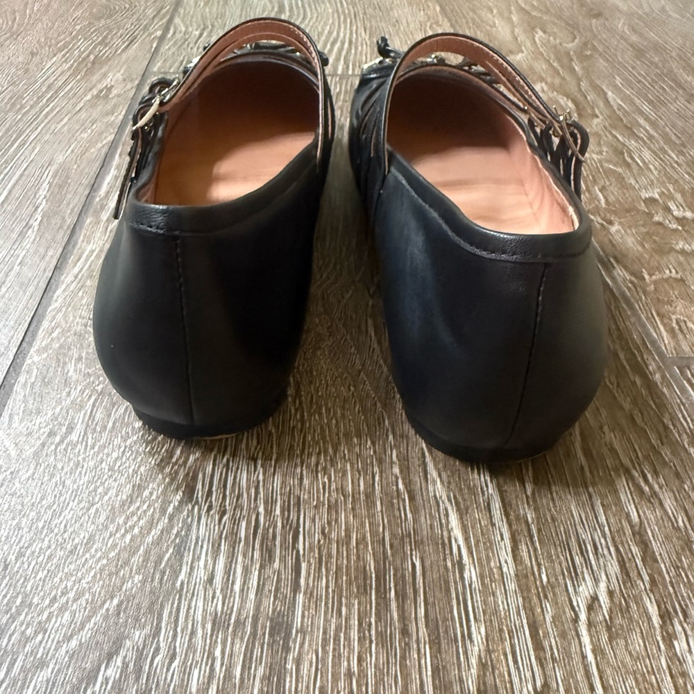 Anthropologie Bibi Lou Horsebit Moto Ballet Flats - black leather- size 9 - Picture 6 of 11